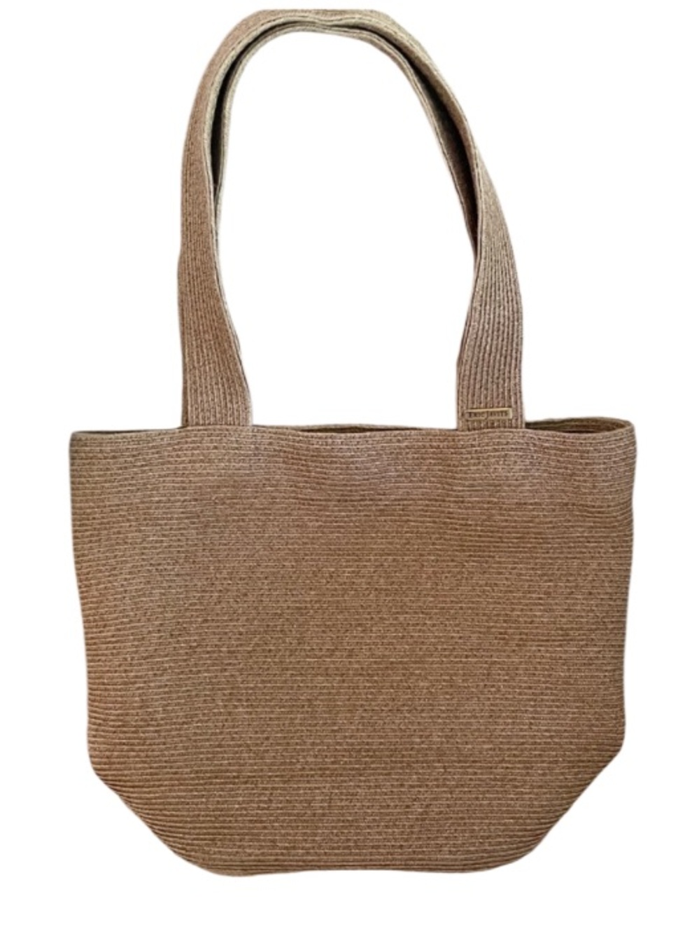 Eric Javits Neutral Brown Woven Tote Bag - Classic. Lime green interior.No flaws